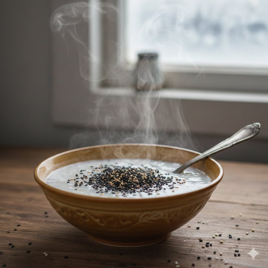 Mè đen giàu chất béo lành mạnh và chất chống oxy hóa, hỗ trợ gan thận hoạt động ổn định trong mùa lạnh.