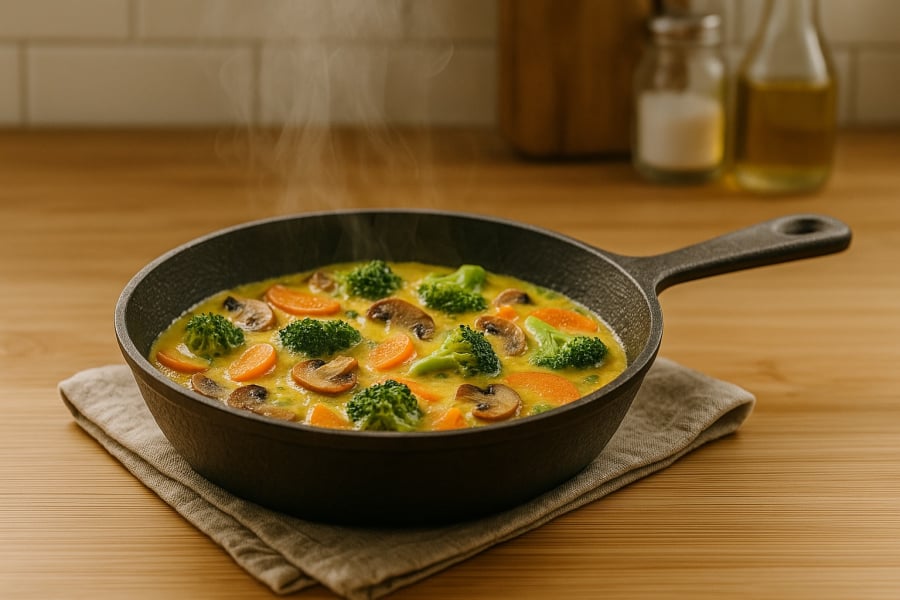 Trứng hấp rau củ – món ăn ᵭơn giản, giàu chất xơ và protein, hỗ trợ giảm cȃn an toàn.