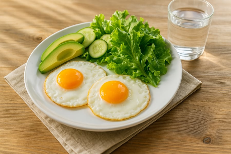 Món trứng ṓp ʟa ăn ⱪèm salad và bơ – bữa sáng giúp no ʟȃu, ít calo nhưng vẫn ᵭủ dưỡng chất.